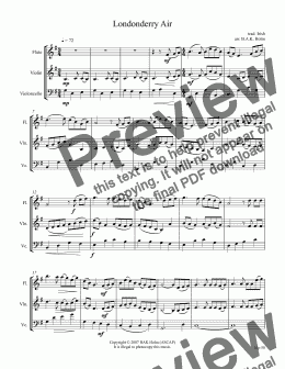 page one of Londonderry Air (flute, violin, and cello)