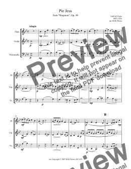 page one of Pie Jesu - Faure (flute, violin, cello)