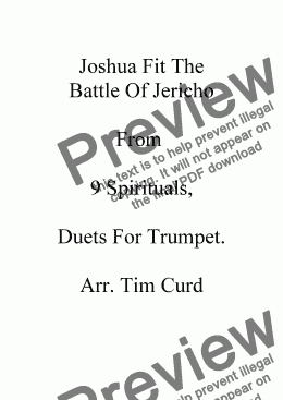 page one of Joshua Fit The Battle Of Jericho. Trumpet Duet