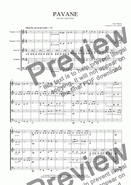 page one of Pavane from the Capriol Suite (brass quintet)