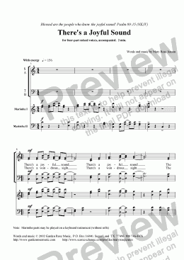 page one of There’s a Joyful Sound (SATB + marimbas or keyboard) Christmas choral anthem