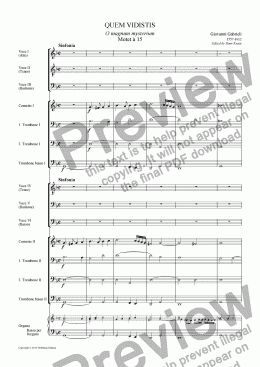 page one of Gabrieli: Quem Vidistis (6 male voices and instruments)