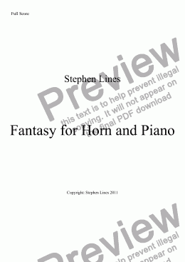 page one of Horn and Piano: Fantasy
