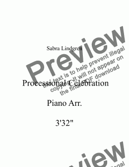 page one of Wedding or Graduation: Processional Celebration Arr. for Piano