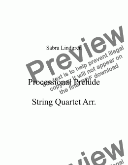 page one of Wedding or Graduation: Processional Prelude Arr. for String Quartet