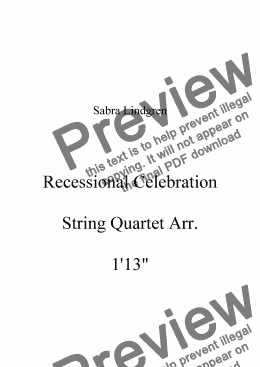 page one of Wedding or Graduation: Recessional Celebration Arr. for String Quartet