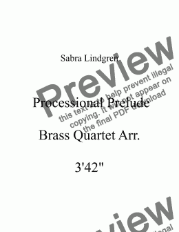page one of Wedding or Graduation: Processional Prelude Arr. for Brass Quartet
