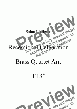 page one of Wedding or Graduation: Recessional Celebration Arr. for Brass Quartet