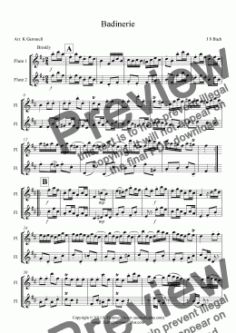page one of Badinerie – flute duet