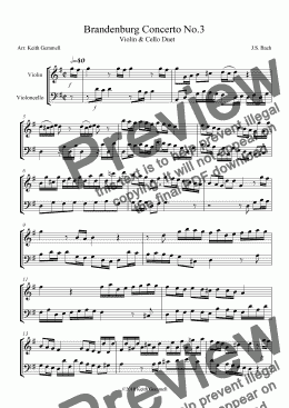 page one of Brandenburg Concerto No.3 – Duet for Violin & Cello
