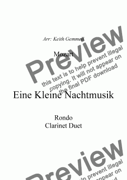 page one of Eine Kleine Nachtmusik (Rondo) – Clarinet Duet