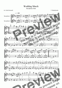 page one of Wedding March – Saxophone Duet (2 altos or 2 tenors)
