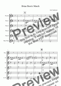 page one of Brian Boru’s March (mixed ability flute choir)