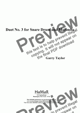 page one of Duet No. 3 for Snare Drum and Marimba