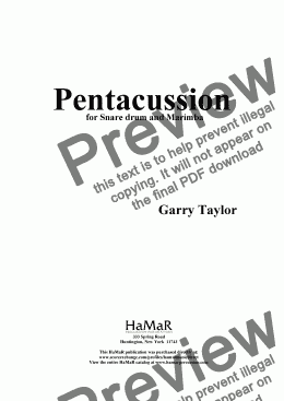 page one of Pentacussion