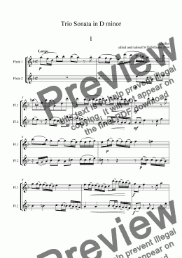 page one of Loeillet:Trio Sonata in D minor 