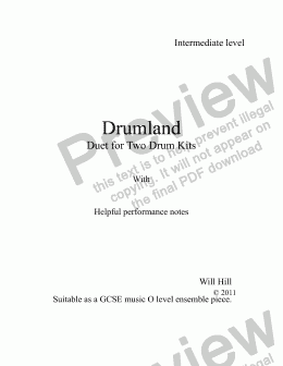 page one of Drumland Duet For Two Drum Kits