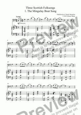 page one of Three Scottish Folksongs for cello and piano 1. The Mingulay Boat Song
