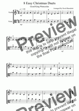 page one of 8 Easy Christmas Duets For Violin And Viola