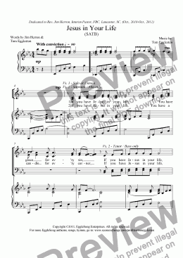 page one of Jesus in Your Life, SATB