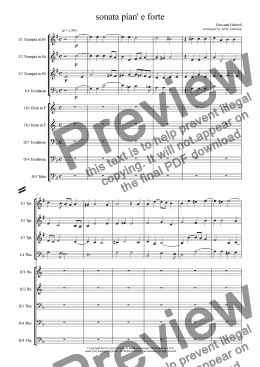 page one of sonata pian’ e forte (brass ensemble)