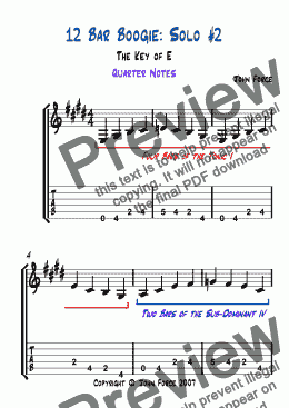 page one of Twelve Bar Boogie in E: Solo #2 (Quarter Notes)