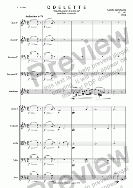 page one of Saint Saens, ODELETTE  flauta y orquesta