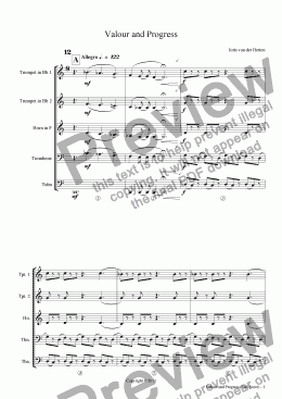 page one of Valour and Progress (juvenilia, brass quintet)