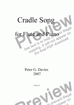 page one of Cradle Song for Flute and Piano