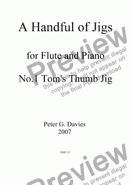 page one of A Handful of Jigs No.1 Tom’s Thumb Jig for Flute and Piano