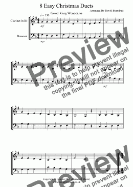 page one of 8 Easy Christmas Duets For Clarinet And Bassoon