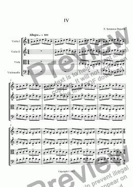 page one of String Quartet- Movement IV