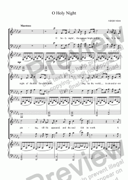 page one of O Holy Night (ADAM) Christmas Anthem for 4 or 5-part (SSATB) mixed voices choir with piano accompaniment, arr. by Pamela Webb Tubbs