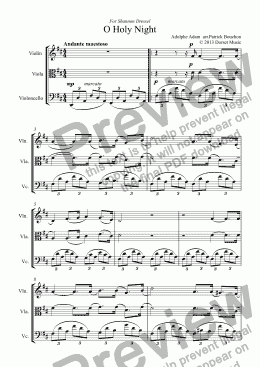 page one of O Holy Night for String Trio