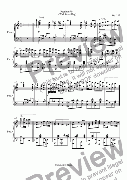 page one of Ragtime #64 in C Major - Wall Street Rag