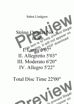 page one of String Quartet No. 4 in Bb I. Largo