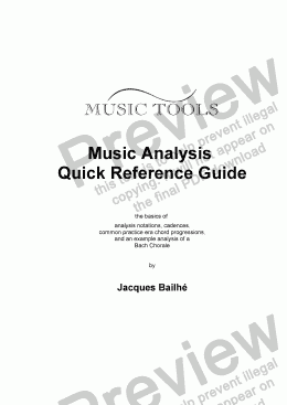 page one of Music Analysis Quick Reference