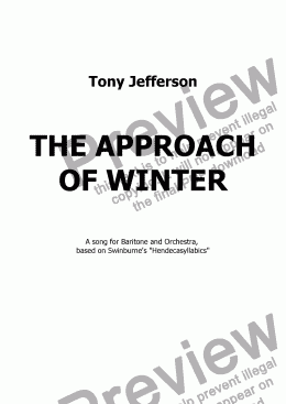 page one of The approach of winter (Baritone & Orchestra)