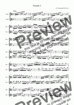 page one of Telemann Sonata 1 for Viola Duet