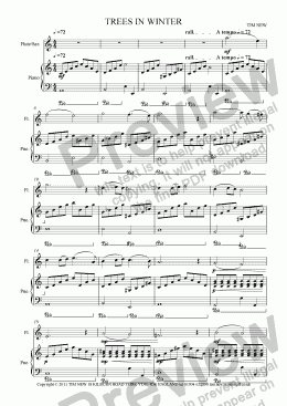 page one of TREES IN WINTER for flute and piano
