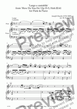 page one of ’Largo e cantabile’  from ’How Do You Do’ Op.33-5, Hob.III:41 for Flute & Piano