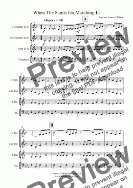 page one of When The Saints Go Marching In (Jnr Brass Group Version)
