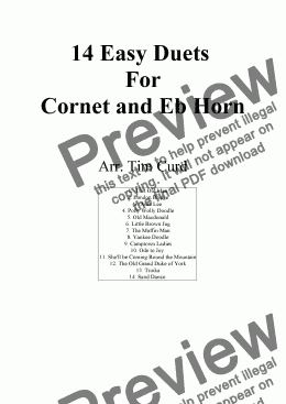 page one of 14 Easy Duets for Cornet and Eb Horn 