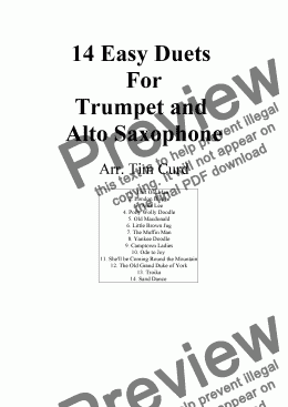 page one of 14 Easy Duets For Trumpet and Alto Saxophone