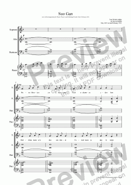page one of Suo Gan (SAB & piano)