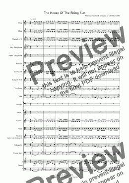 page one of House Of The Rising Sun for School Orchestra