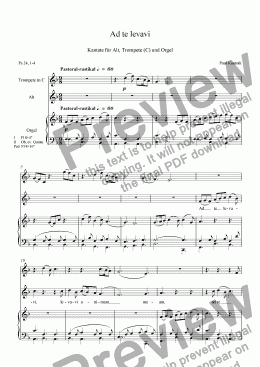 page one of Cantata 6: Advent Introitus 1, Ad te levavi for Alto, Trumpet(C) and Organ