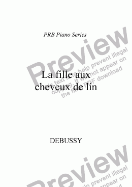 page one of PRB Piano Series: La fille aux cheveux de lin