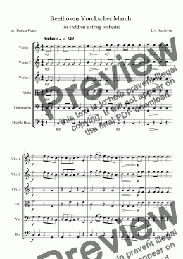 page one of Beethoven Yorckscher March  for children`s string orchestra