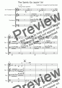 page one of The Saints Go Jazzin’ In! For Brass Quartet